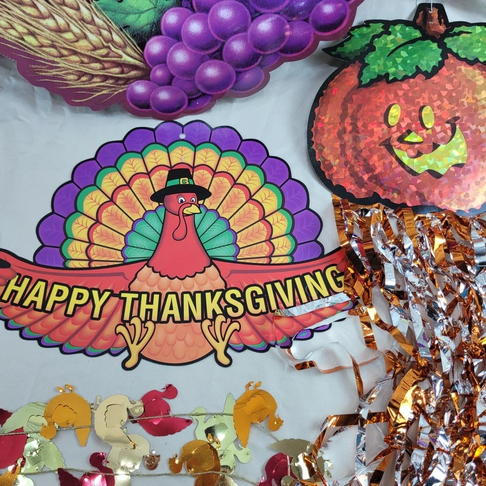 7 Amscan Thanksgiving Cutouts Party Decorations Turkey Pumpkin Garland